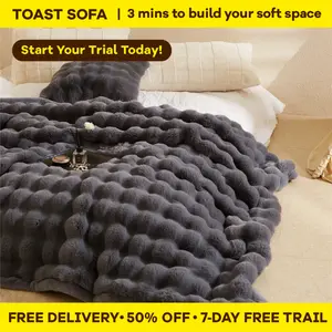Faux Rabbit Fur Soft Fleece Blanket, Soft Warm & Cozy Throw Blanket, Versatile All-season Gift for Home, Office, Travel
