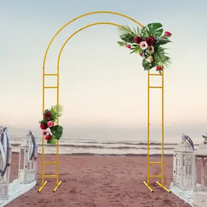 CNCEST 7.2ft Golden Wedding Arch Stand Heavy Duty Steel Round Backdrop for Garden, Yard, Indoor Outdoor Party Decorations, 22lb Capacity (Includes Base & Assembly Hardware)