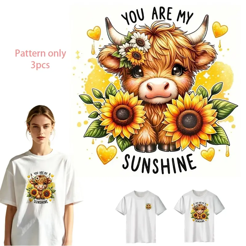 Cute Cow Pattern DTF Heat Transfer Vinyl, Washable PVC Iron-On Decal for T-Shirts, Jeans, Hoodies, Backpacks, DIY Custom Design, Reusable and Durable