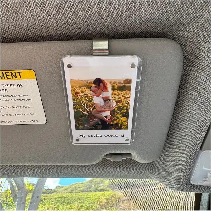 2pcs Personalized Acrylic Car Sun Visor Photo Frame Clip - Practical Wallet Holder, Stylish Automotive Accessory, Unique Couple Gift for Driving, All-Seasons Home Decor Car Accessories