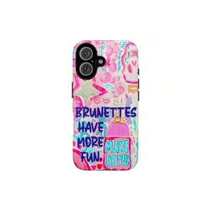 Brunettes Have More Fun Phone Case Make It Fun Pink Collage Summer Cute Girls Phone Case Phone Cover Hard Case Tough 2-Piece Phone Cases,Suitable For IPhone 17 Air