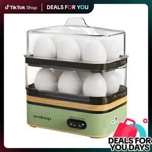 【Deals For You Days】EVOLOOP Rapid Egg Cooker Electric 12 Eggs Capacity, Soft, Medium, Hard Boiled, Poached, Omelet Maker Egg Poacher & Vegetable Steamer, BPA Free Tray