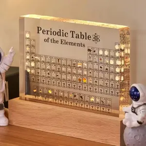Acrylic Real Elements Periodic Table Mendeleev Periodic Table Figurine Display Science Ornament Room Decoration Desk Accessories Gift Collectible Home Decor Accessory Room Decor