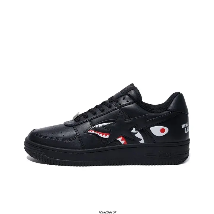 All‑Black Shark Graphic Low‑Top Fashion Sneakers for Men Women, Cool Printed Casual Street Shoes, Comfort Flat Sole for Daily Walking Outdoor