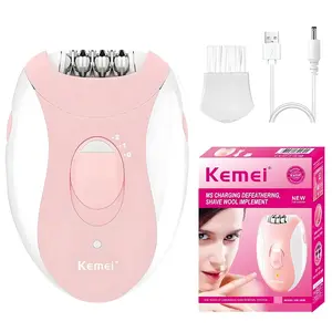 Kemei Km-189b USB Rechargeable Women's Electric Hair Remover, Epilator Hair Remover, Compact Portable Waterproof Shaver, Quiet Noise Reduction Design