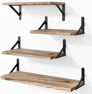 YGEOMER Floating Shelves for Wall Different Sizes Farmhouse Wall Shelf for Bedroom, Bathroom Shelves for Storage, Hanging for Living Room, (Set of 4)
