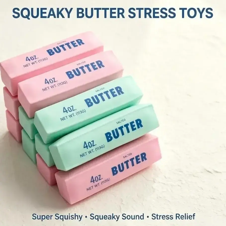 Pastel Color Butter Stick Squishy Toy, Slow Rebound Soft Simulation Butter Bar Squeeze Fidget Toy, Portable Sensory Stress Relief Hand Toy for Kids Adults Daily Play & Collection
