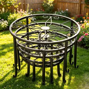 6Pcs Metal Plant Stand Set, Round Stable Flower Shelf in 5 Sizes 17–28cm, Heavy Duty Decorative Flower Rack for Indoor Outdoor Use easter basket Cordless Travel Vacuum Bag Set privacy pouch Frosted Acrylic Wedding Card Box house organizers