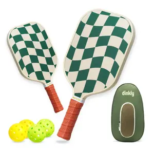 Dinkly Pickleball Paddles Set of 2/4 USAPA Approved Graphite/Fiberglass Rackets 2 Rackets 4 Balls Portable Carry Bag for Men Women Beginners Unisex 8oz 14mm Polymer Honeycomb Lightweight Head