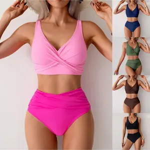 2026 Spring New Arrival Women's High Waisted Bikini Set, Tummy Control Two Piece Swimsuit, Flattering Ruched Bathing Suit for Beach Vacation
