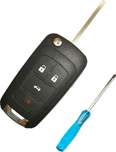4 Buttons Replacement Flip Folding Key Fob Case Shell Fit for Chevrolet Chevy Camaro Cruze Equinox GMC Buick Smart Car Key Fob Cover Housing No Chip