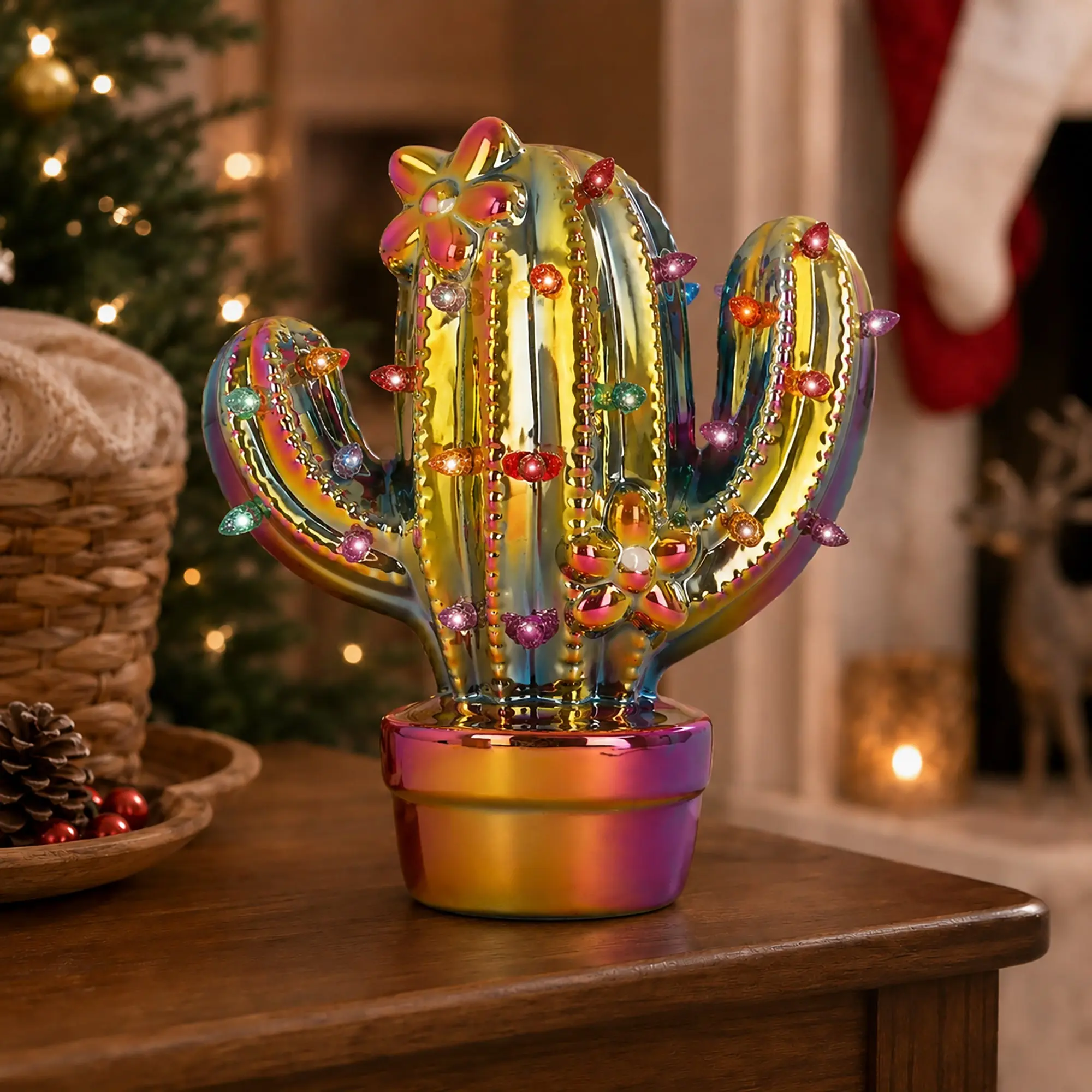 Ceramic Christmas Cactus - Iridescent Finish