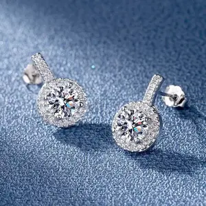 Women's Luxury 2-Piece Halo Cubic Zirconia Stud Earrings Set - Gold/Silver Round, Low-Sensitivity Copper-Plated Metal, Dainty Daily Wear, Includes Jewelry Box, Gifts for Women, Gold Stud Earrings, Dainty Earrings