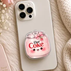 Kawaii Pink Diet Coke MagSafe Phone Grip: Cute Coquette Soda Aesthetic Magnetic Phone Holder, Cherry Retro Girly Drink Fridge Cigs Kindle
