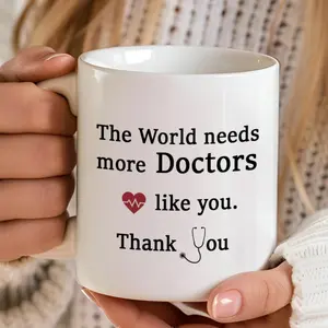 Perfect Gift, Doctor Appreciation Mug, Classic Coffee Mugs, White Ceramic Coffee Cup, "The World Needs More Doctors Like You", Red Heart & Stethoscope Design, For Healthcare Professionals, Holidays & Special Occasions