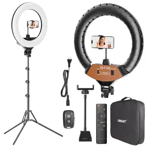 EMART 18" Ring Light with 69" Tripod Stand & Phone Holder Kit,LED 2800-6500K  Photography, Remote Selfie Light for Vlog Live Streaming Video Makeup Tattoo Barber Studio Content Creator Tools Ring Light Content Creator Kit  selfie remote