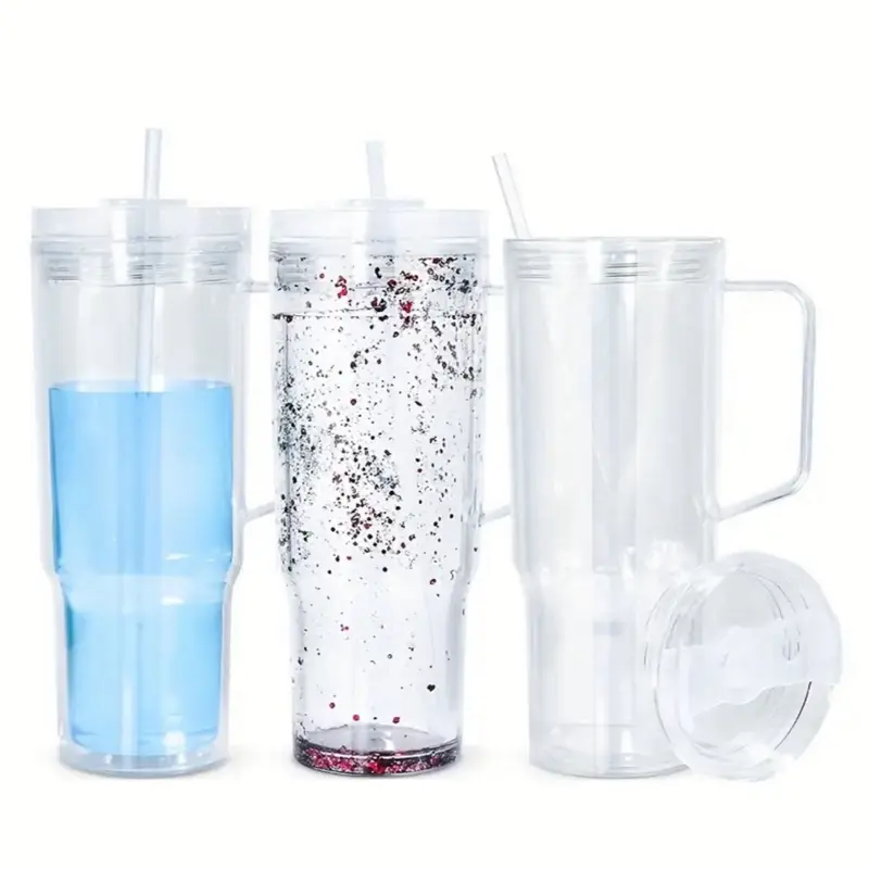 Becka Craft & Design 40 oz Acrylic Snowglobe Cup with Customizable Designs & Glitter Colors - Perfect for Unique Personalization