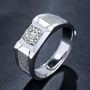 Minimalist Silvery Synthetic Zircon Solitaire Engagement Ring - European Style, Business-Fashion Fusion, Unisex Costume Jewelry, Sizes 6-11, Ideal for Engagement, Wedding Gifts, Solitaire Ring,summerwins