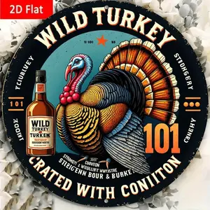 Vintage Tin Metal Sign, Whiskey Wild Turkey Wall Decor, Painted Turkey Decoration, American Vintage Home Bar, Cabin Man Exclusive Space