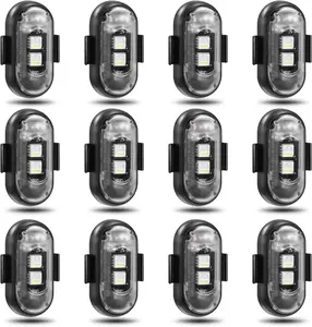 Wireless LED Strobe Lights with Remote Control USB Charing Waterproof Anti-Collision Led Emergency Warning Lights for Car Motorcycle Drone Aircraft Bike