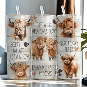 Charming Highland Cow Insulated Tumbler for Travel Perfect for Hot or Cold Drinks Ideal Gift for Family and Outdoor Adventures