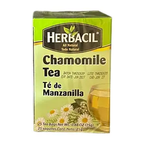 Herbacil Chamomile Tea - 25 Tea Bags - 0.88 oz - Natural Beverage for Health Drink Herbal tea - Taffy
