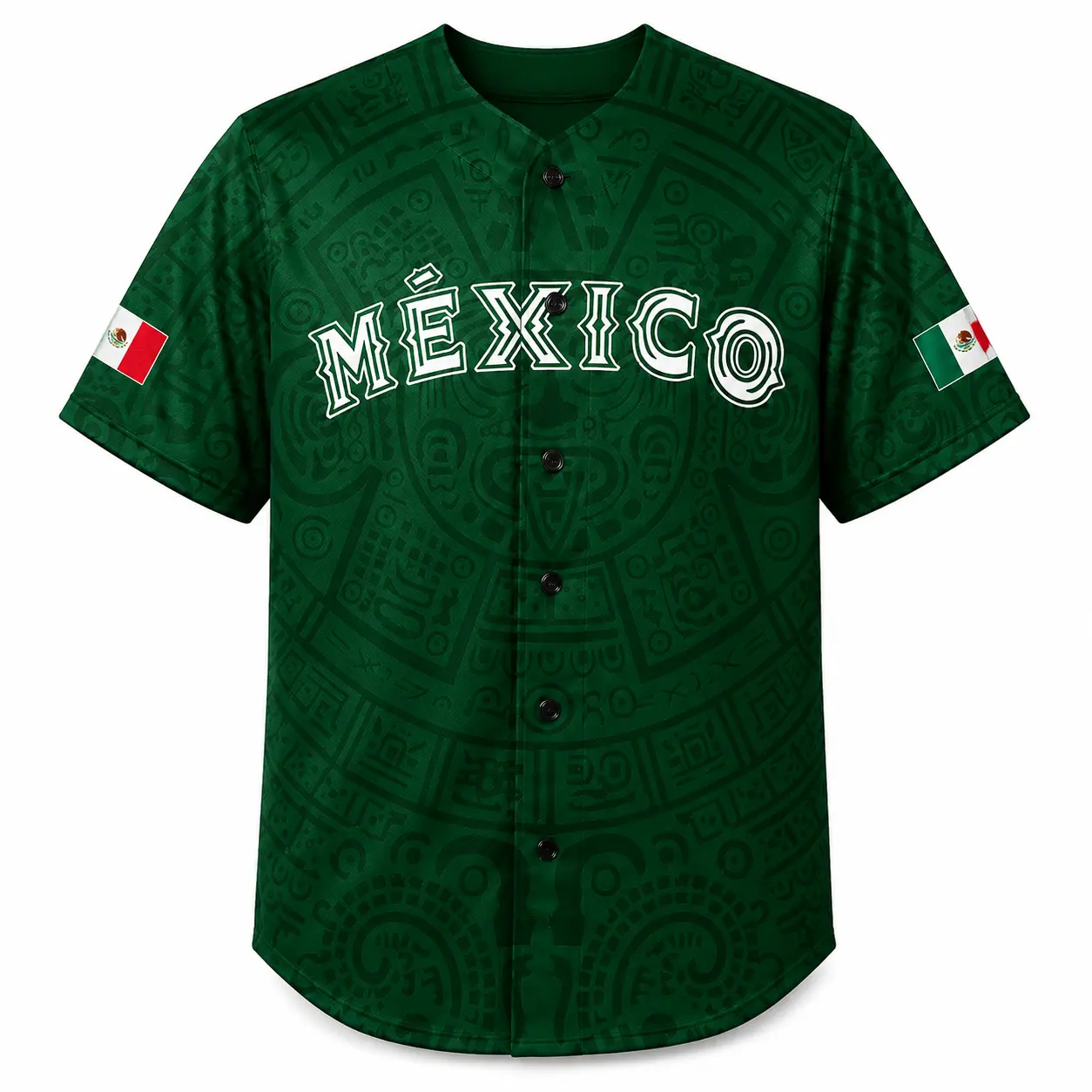 Baseball Jersey Mexico Aztec Print Short Sleeve Button Down V Neck Shirt for Men Women, Mexican Flag Fan Jersey, Lightweight Casual Game Day Outfit,clothes,outfits,men's wear,men fashion,summer men clothes,fashion men clothes,gifts for him,dad gift Fan Sp