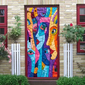 2pcs   Abstract Artistic Faces Wall Stickers Modern Living Room Entrance Bedroom Decor Removable Self Adhesive Colorful Graffiti Mural Home Decoration Creative Wall Decals Art Wall Stickers Home Renova