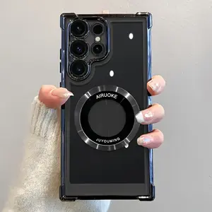 Luxurious and fashionable magnetic shock-absorbing phone case with lens film, suitable for Samsung S21, S22, S23, S24, S25 Ultra, a13, a14, a15, a33, a34, a52, a53, a54, a55