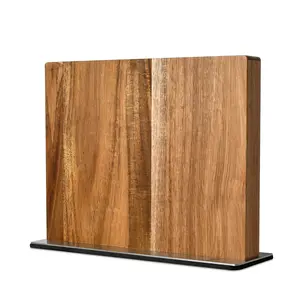 Magnetic Knife Storage Block Acacia Wooden Stainless Steel Knife Stand