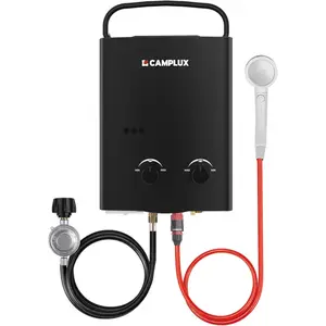 Portable Propane Tankless Water Heater for Camping Shower & RV – Instant Hot Water Outdoor, 5L 1.32 GPM 34,000 BTU | CAMPLUX