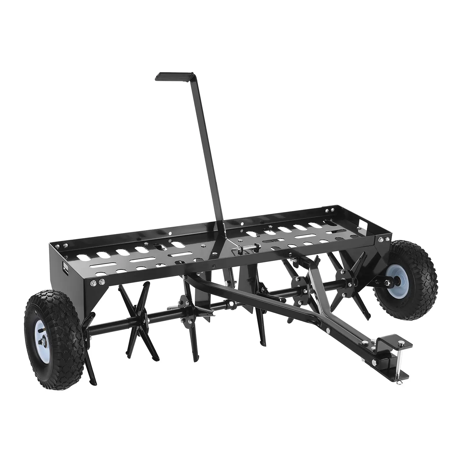 【SummerFinds】VEVOR Tow Behind Plug Aerator, 40 in Lawn Core Aerator Tool Universal Hitch, 120lbs Weight Capacity, Heavy Duty  & Rust-Resistant, Pull Behind Spike Aerators with Tray for Farmland & Garden Tractors
