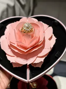 Rotating Sunflower Ring Flower Gift Box Rose Flower Jewelry Box Ring Jewelry Valentine's Day Gift
