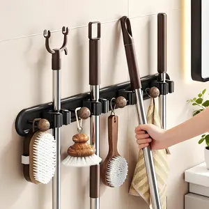 Wall-Mounted Mop Holder No-Drill Bathroom Organizer, Durable Wall Mounted Storage Hook Rack for Organizing Your Space Efficiently