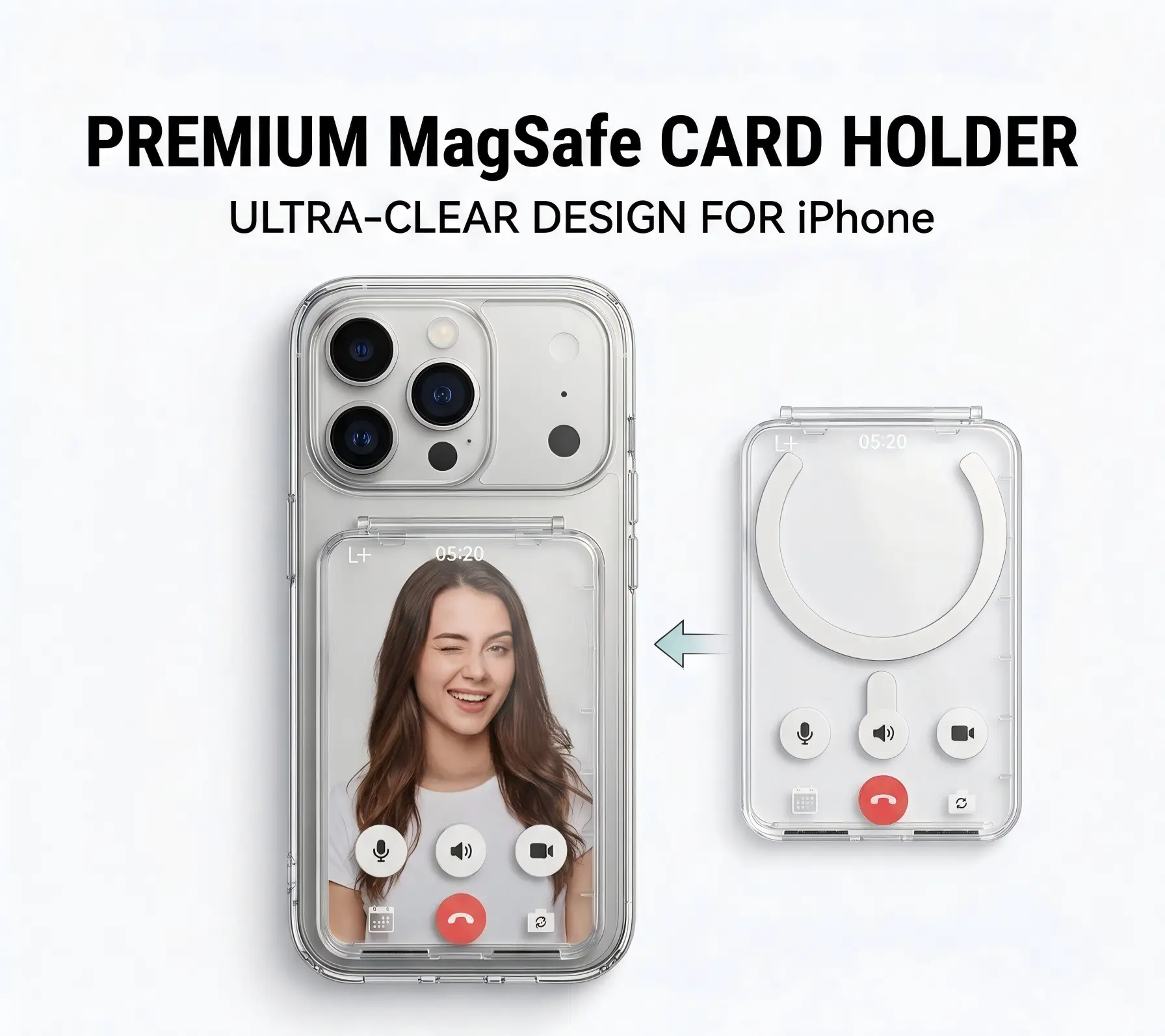Transparent Magnetic Flip Card Holder - FitsCredit Card /ID / K-pop Photocard Size(95 x 63 mm, Not for Trading Cards) -Compatible with iPhone and SamsungGalaxy S25/ S24 Series Must-have for K-pop stans!