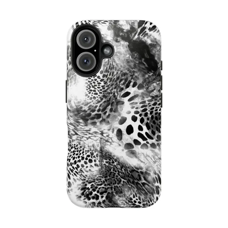 Black And White Animal Prints Phone Case - Stylish Tough Protection with Unique Modern Pattern for Everyday Use & Gift Giving - Lexan Plastic with UV Protection & Lay-Flat Bezel