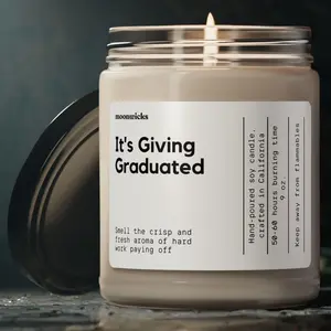 It's Giving Graduated Soy Wax Candle - 50-60 Hours Burn Time, 100% Cotton Wick, Eco-Friendly Vegan Formula, Reusable Glass Jar, 9 Scent Options