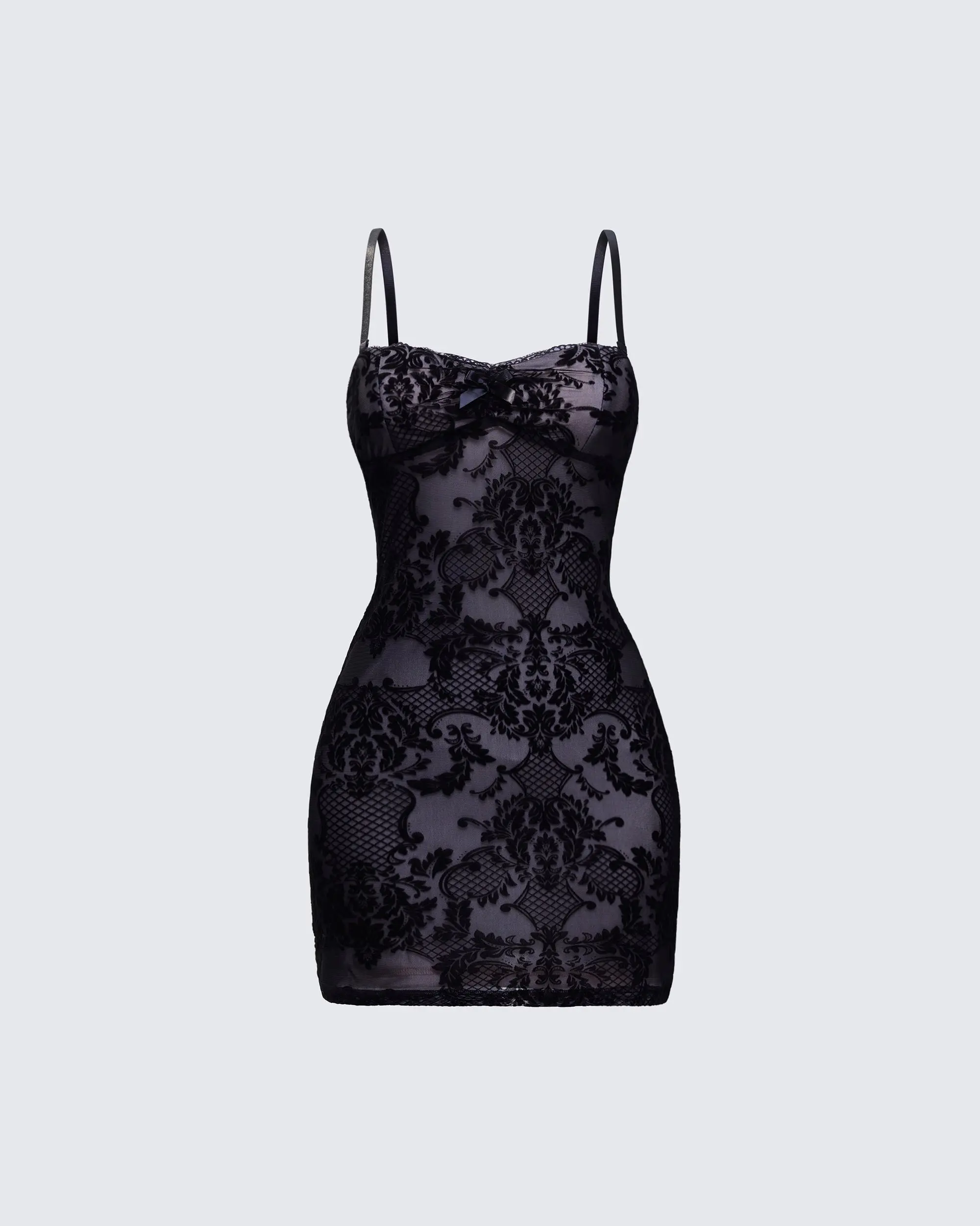 Women's Elixane Strapless Sleeveless Formal Dress - Black Flocked Velvet Mesh, Polyester-Spandex Sheer Fabric, Baroque Floral Design, Mini Formal Wear