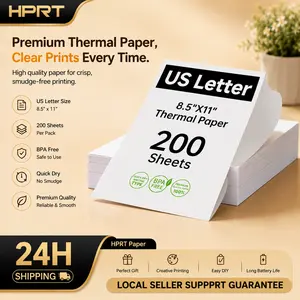 HPRT Thermal Paper US Letter Size for Inkless Portable Thermal Printer Compatible with HPRT/iDPRT/PRT Portable Printer MT620/MT610/MT800/M08F Continuous Folding,8.5" x 11" Size, 200 Sheets