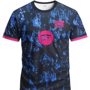 Barcelona Away Soccer Jersey – Blue Pink Splatter Ink Football Shirt for Fans, Quick Dry Lightweight Sports Tee and Trendy Athletic Wear