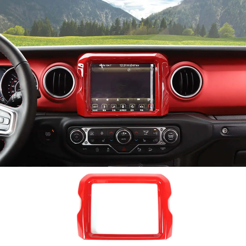 Custom Car Interior Kit for 2018-2023 Jeep Wrangler JL/JLU/Rubicon & Gladiator JT - ABS Plastic 10x5x5cm Screen Dashboard Navigation Cover Trim Protector, Steering Wheel Stickers, Car Decorations, Truck Decals with Double Sided Tape, Car Stickers, Double