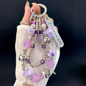 Luxury Rhinestone Butterfly Beaded Wristlet Phone Charm Strap Versatile Accessory For Mobile Cases Bags Car Chains And Keychains