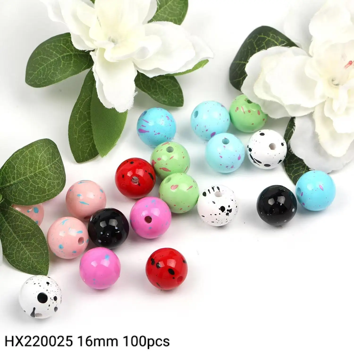 HX220025 16mm 100pcs Spotted beads