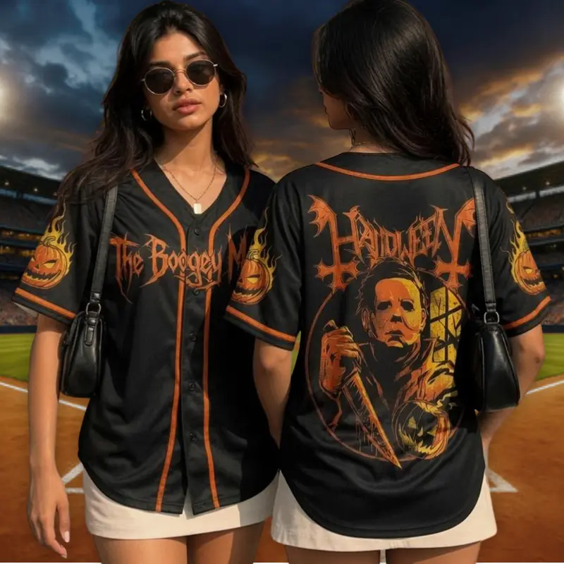 Halloween Boogeyman Baseball Jersey, Michael Myers Horror Movie Shirt, "The Boogeyman" Graphic Jersey, Halloween Gift