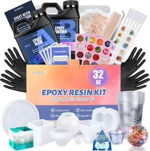 Epoxy Resin Kit for Beginners, Resin Kit with Molds, 32OZ Epoxy Kit wiht Dried Flowers, Measuring Cups and Resins Supplies