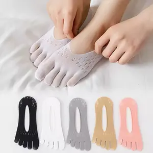 5 Pairs Women's Breathable Mesh Invisible Socks, Toe Compression Socks with Silicone Anti-Slip Design, Ultra-Thin Boat Socks, Perfect Gift