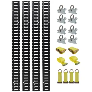 18-Piece E-Track Truck Organizer Cargo Security Complete Kit - 5ft Horizontal Rails, Stainless Steel O-Ring Anchors, Retractable Ratchet Strap, Ratchet Strap Retractable
