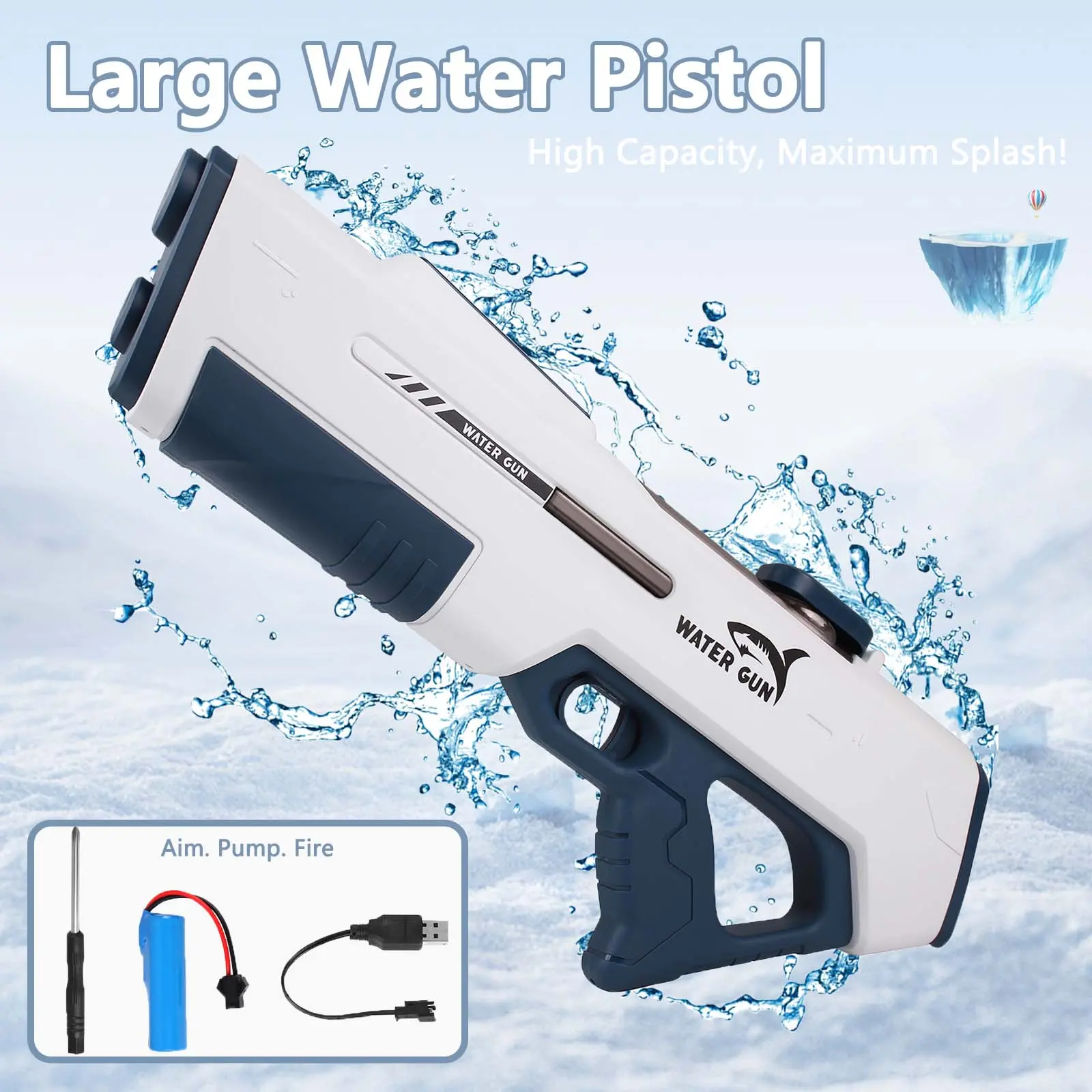 [DealsForYouDays]SummerWins 2026 New Rechargeable Electric Water Gun for Adults Kids,Battery-Powered Squirt Toy with Tank,Long Distance Shooting Extra Large Capacity,Perfect for Summer Fun Electric,Summer Outdoor Beach Play