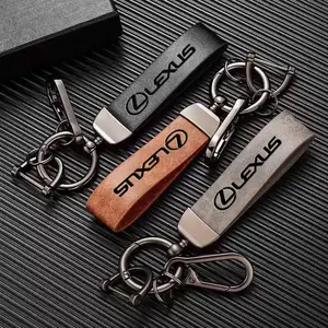 Car Vintage Leather Keychain Ring Auto Emblem Zinc Alloy Chain Key Accessories For Lexus F-SPORT ES RX NX LS UX LM LX GX LC RZ IS CT GS RC HS SC TX LBX IS300 RX350 LS500 LX600 NX260 CT200
