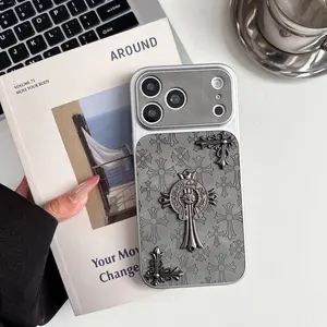 Apple iPhone 15 Pro Max Case, Trendy Croc Heart Leather Cover, Compatible with iPhone 16 Pro Max, Stylish Protective Phone Shell